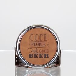 Rawhide/Chrome Coaster Set