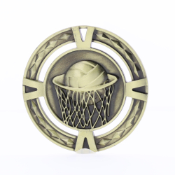 Cutout Netball Medal 60mm Gold