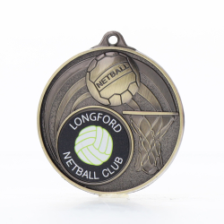 Swish Personalised Netball Medal 52mm Gold