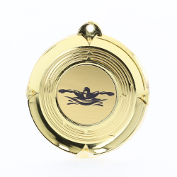 Deluxe Male Swimming Medal 50mm Gold