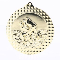 Wrestling Facet Medal Gold 70mm