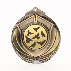 Two Tone Gold Medal 50mm - Pigeons