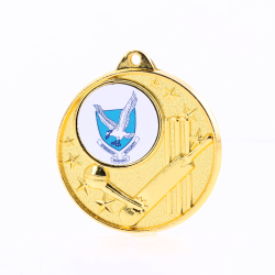 Cricket Logo Starry Medal 50mm - Gold
