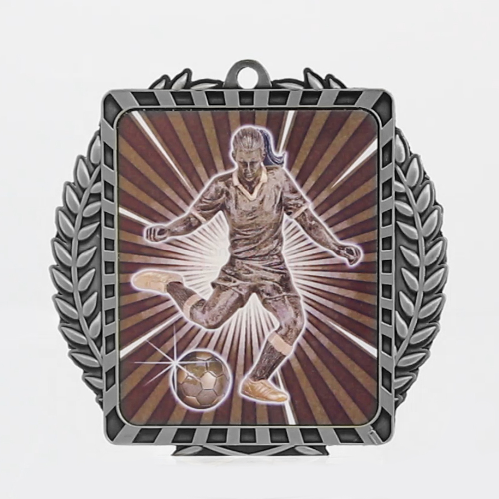 Lynx Wreath Soccer Female Medal Silver
