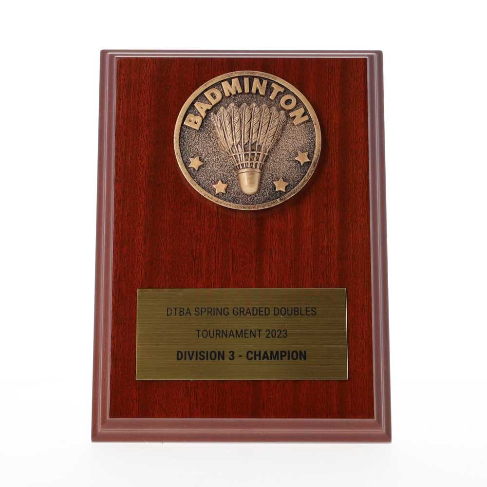 Spartan Badminton Walnut Plaque 150mm