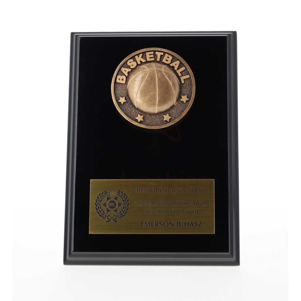 Spartan Basketball Black Plaque 150mm