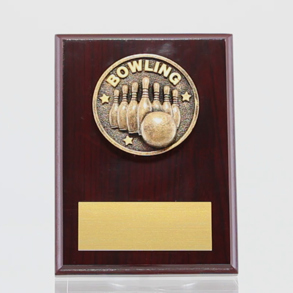 Spartan Tenpin Bowling Walnut Plaque 150mm