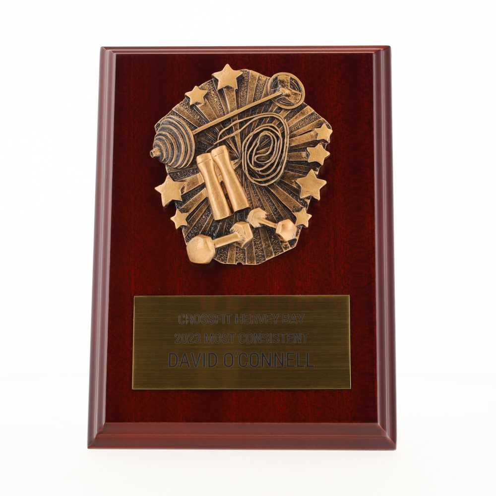 Cosmos Fitness Walnut Plaque 150mm