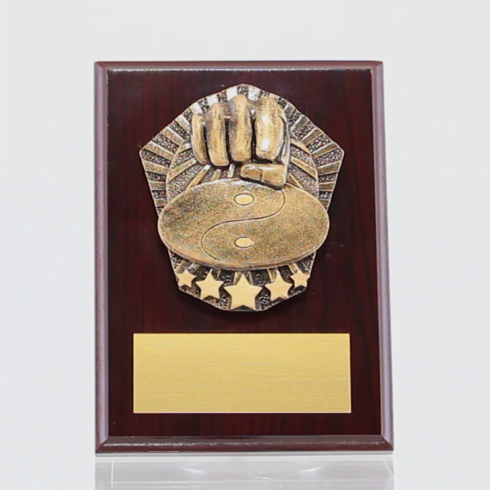 Cosmos Martial Arts Walnut Plaque 150mm