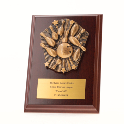 Cosmos Tenpin Bowling Walnut Plaque 150mm