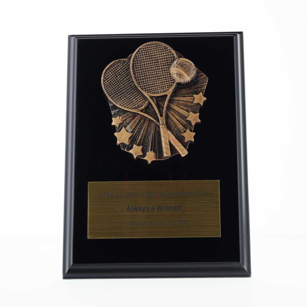 Cosmos Tennis Black Plaque 150mm