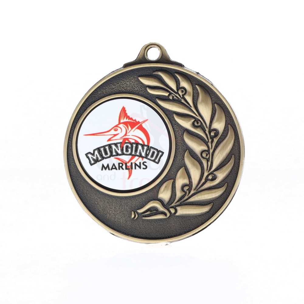 Laurel Personalised Medal 50mm Gold 