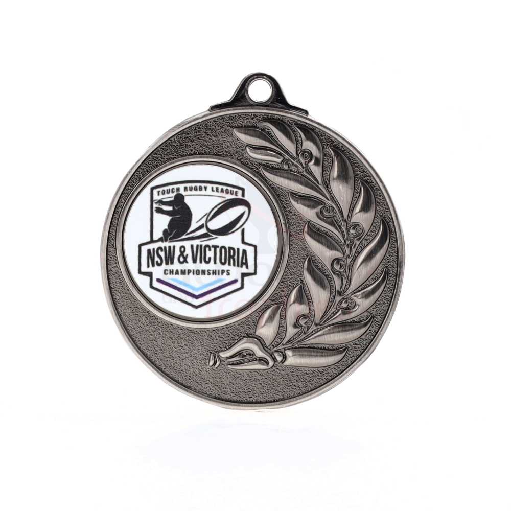 Laurel Personalised Medal 50mm Silver 