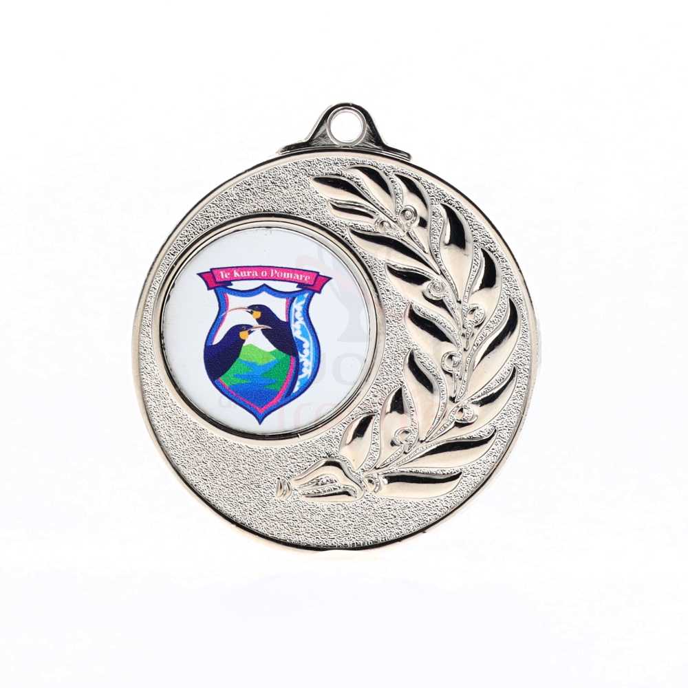 Shiny Laurel Personalised Medal 50mm Silver 
