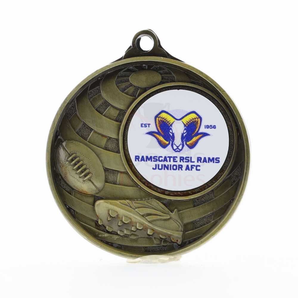 Global AFL Logo Medal 50mm Gold 