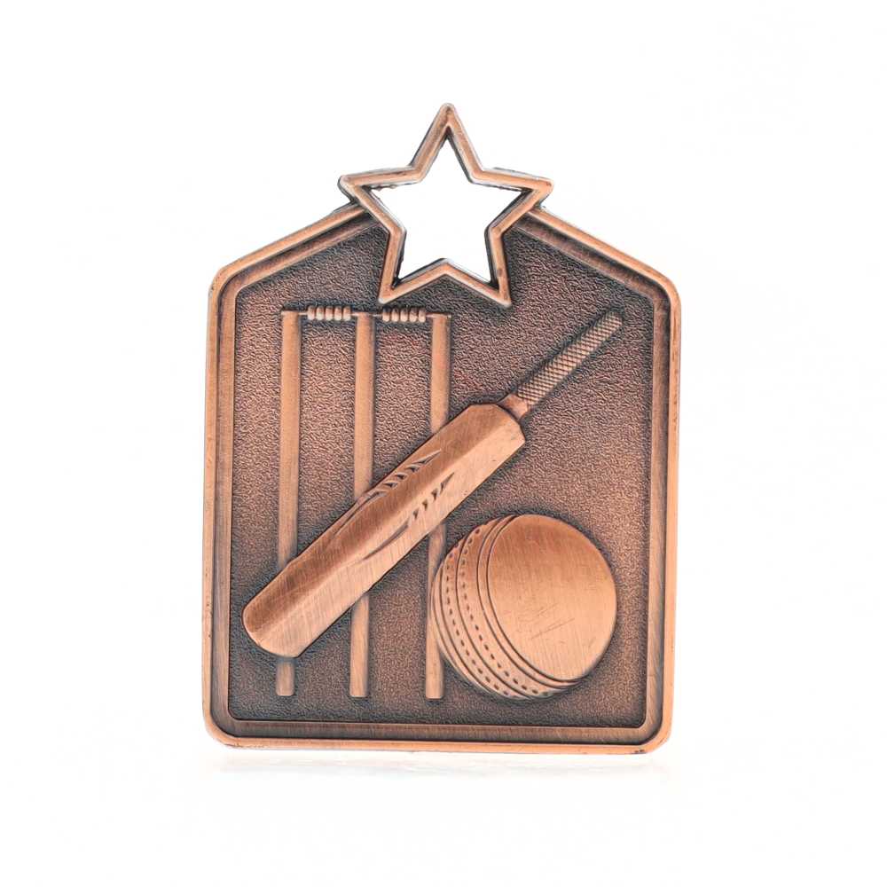 Shield Medal Cricket 60mm Bronze