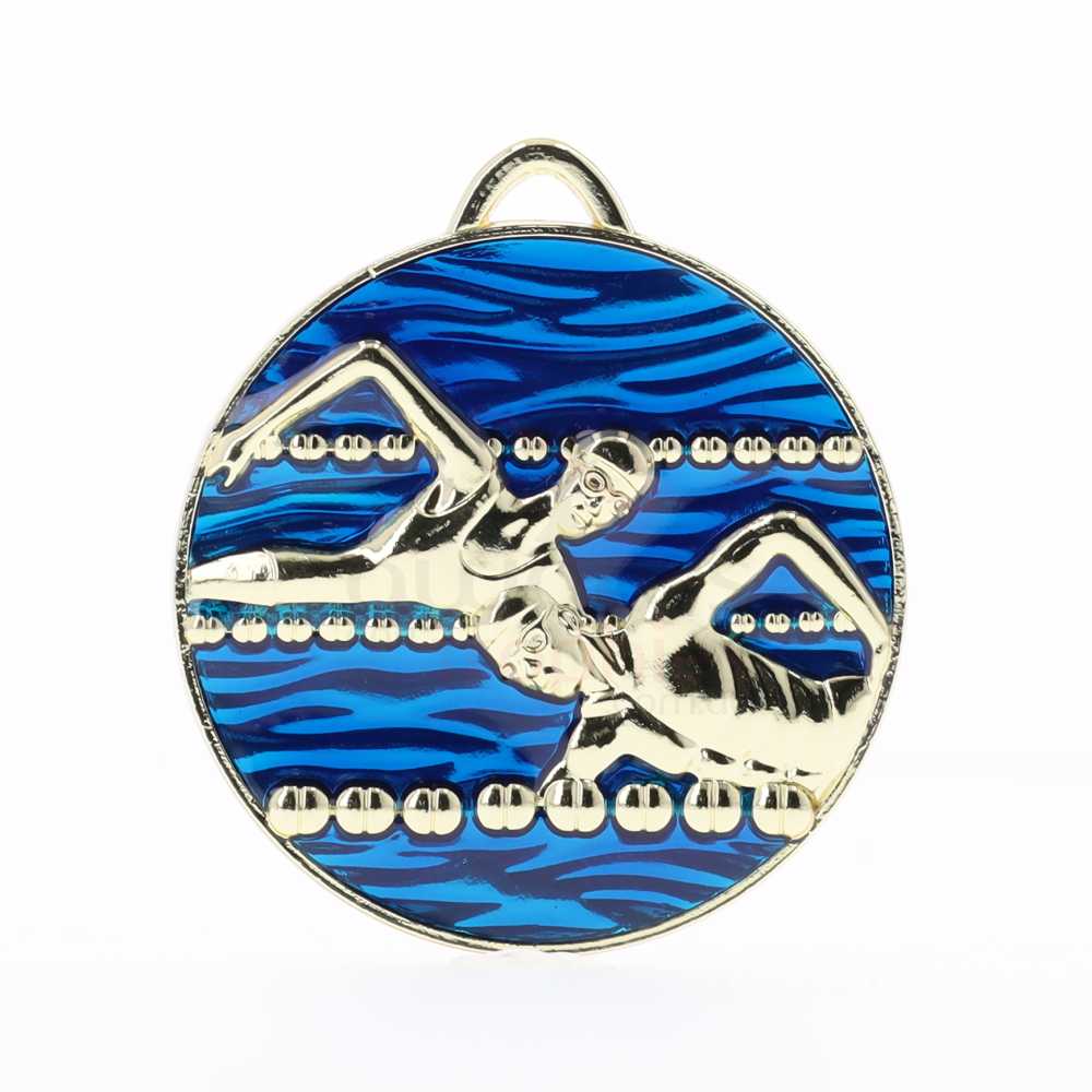 Colour Swimming Medal 50mm Gold