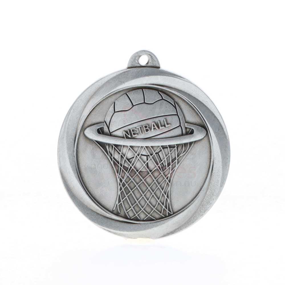 Econo Netball Medal 50mm Silver