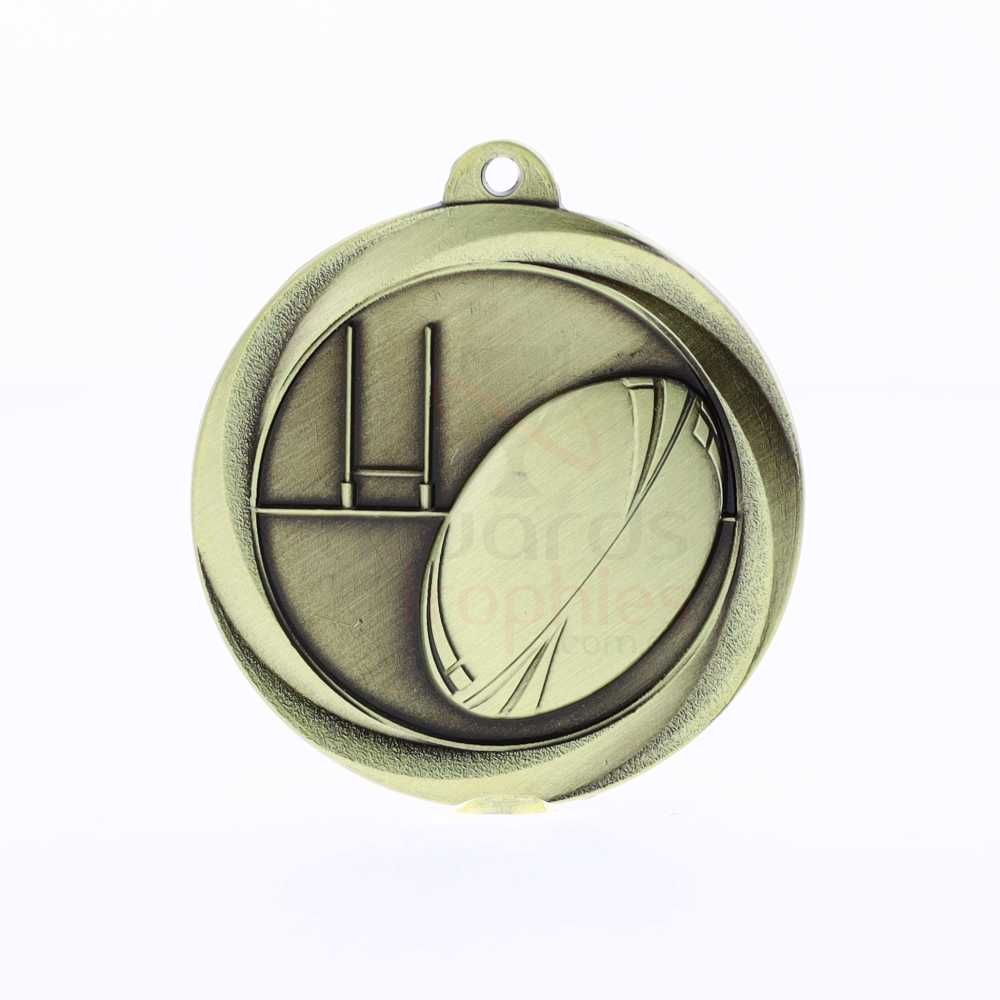 Econo Rugby Medal 50mm Gold