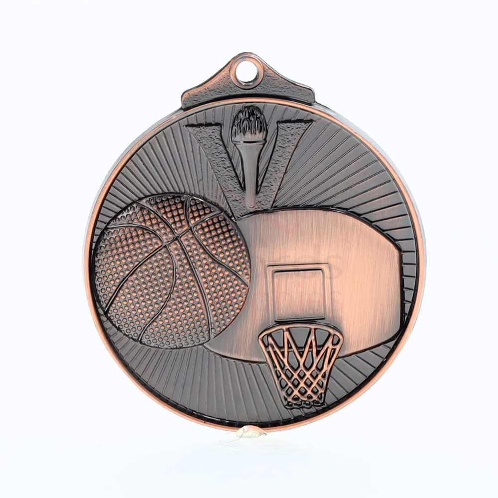 Embossed Basketball Medal 52mm Bronze