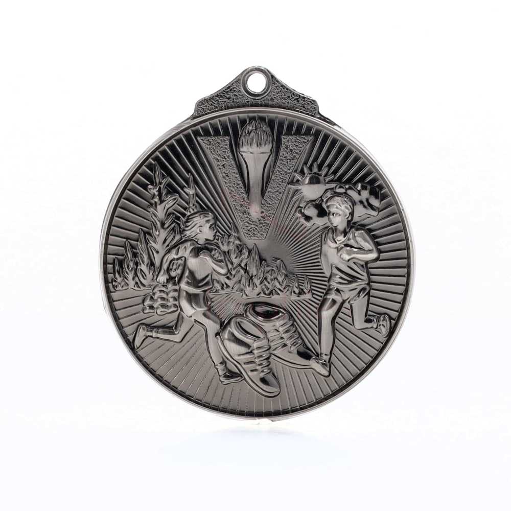 Embossed Cross Country Medal 52mm Silver