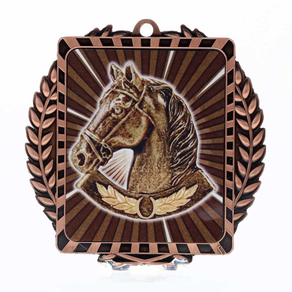 Lynx Wreath Horse Bronze