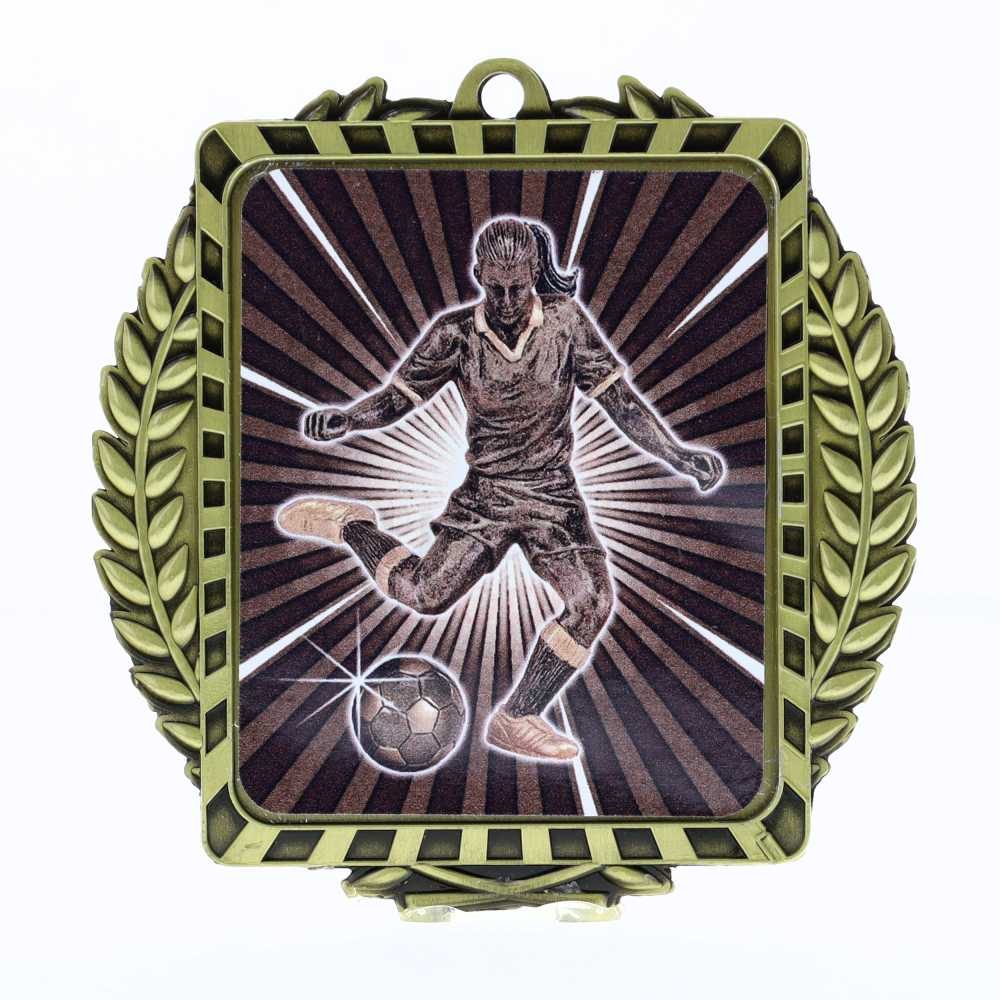 Lynx Wreath Soccer Female Medal Gold
