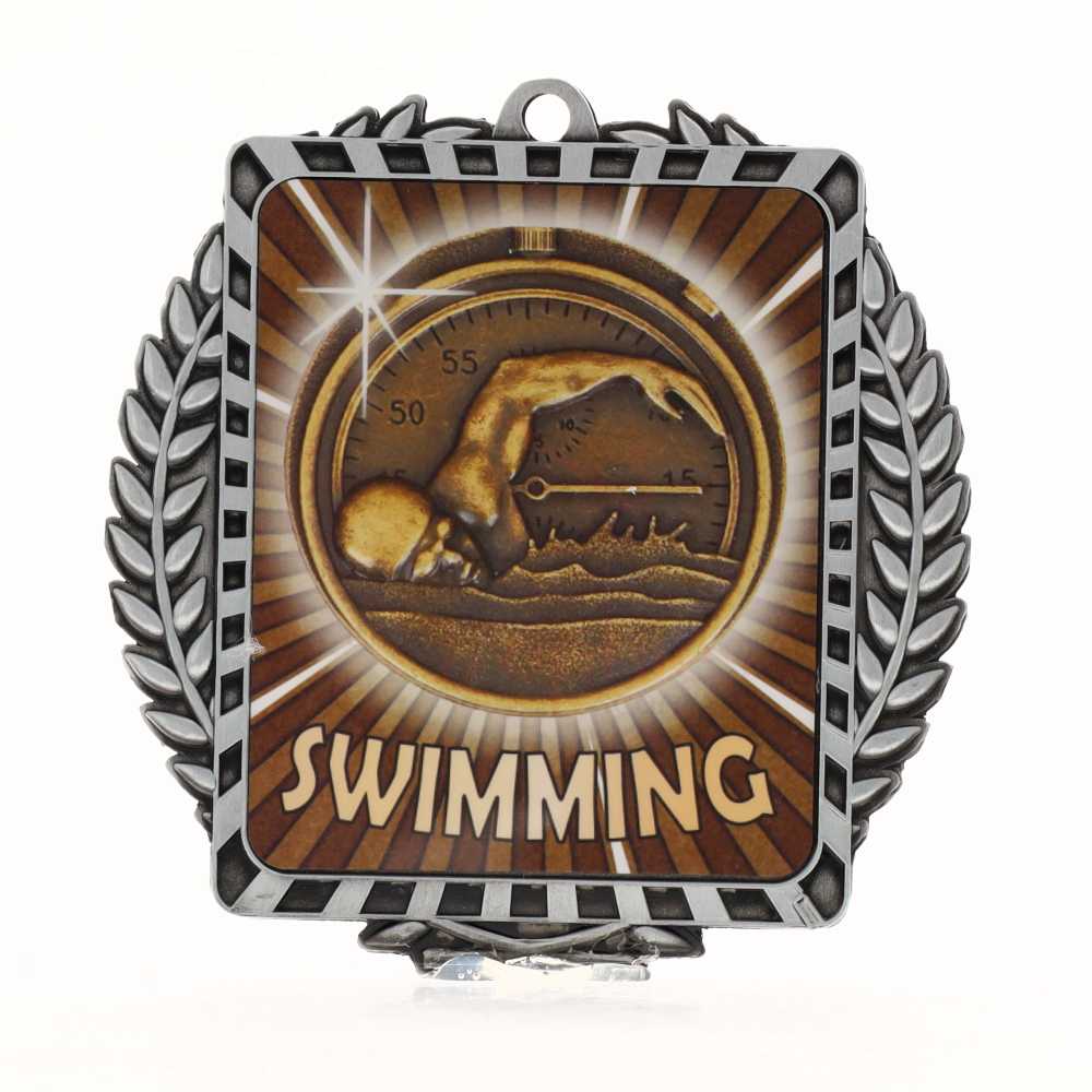 Lynx Wreath Swimming Medal Silver