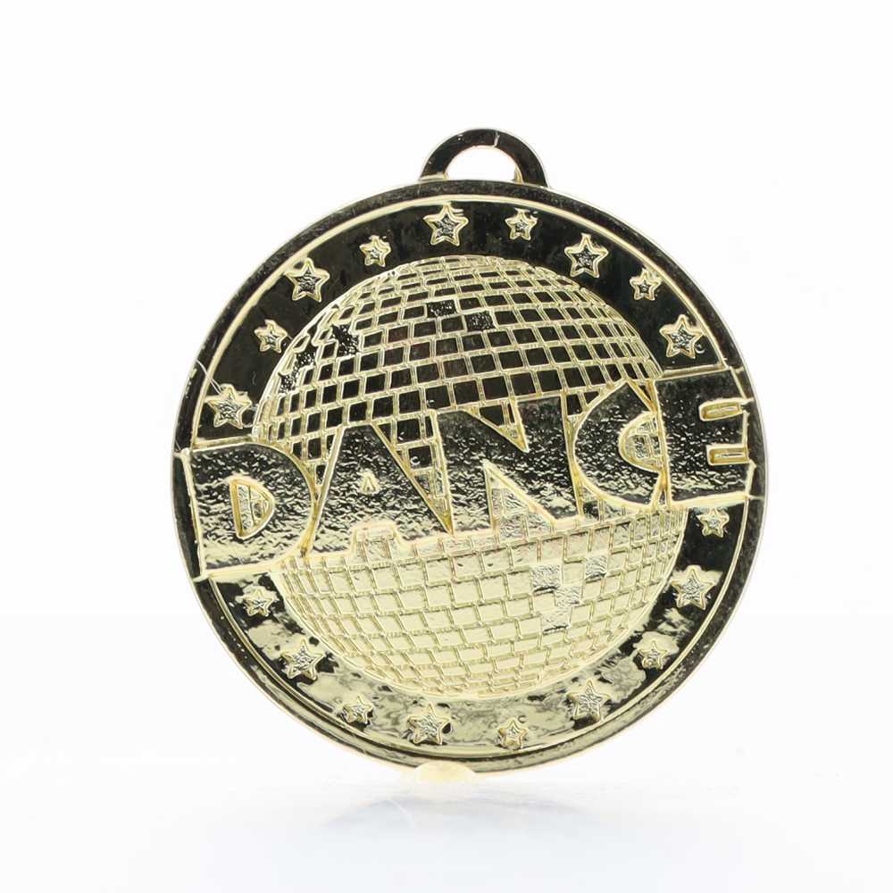Shiny Disco Dance Medal 50mm Gold