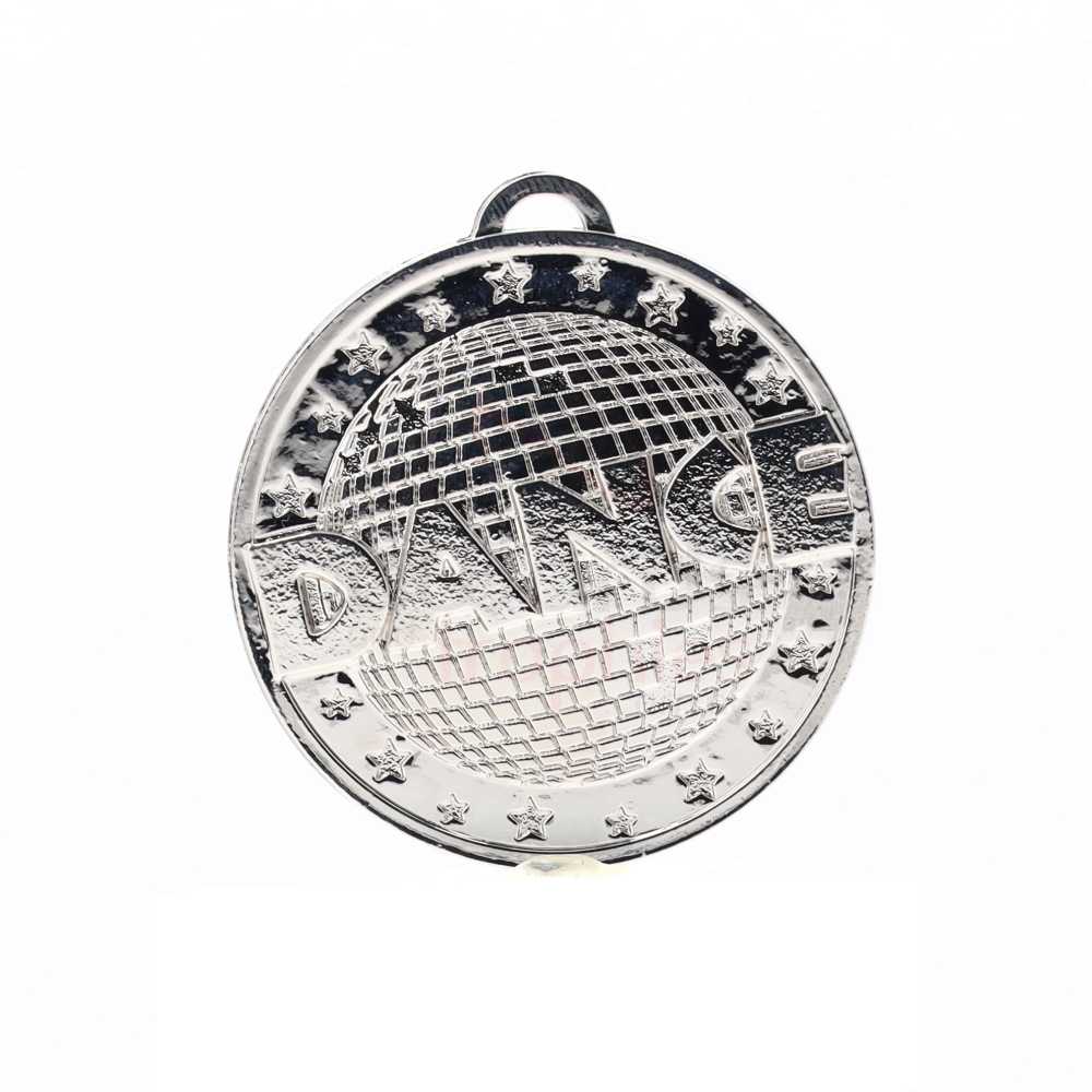 Shiny Disco Dance Medal 50mm Silver