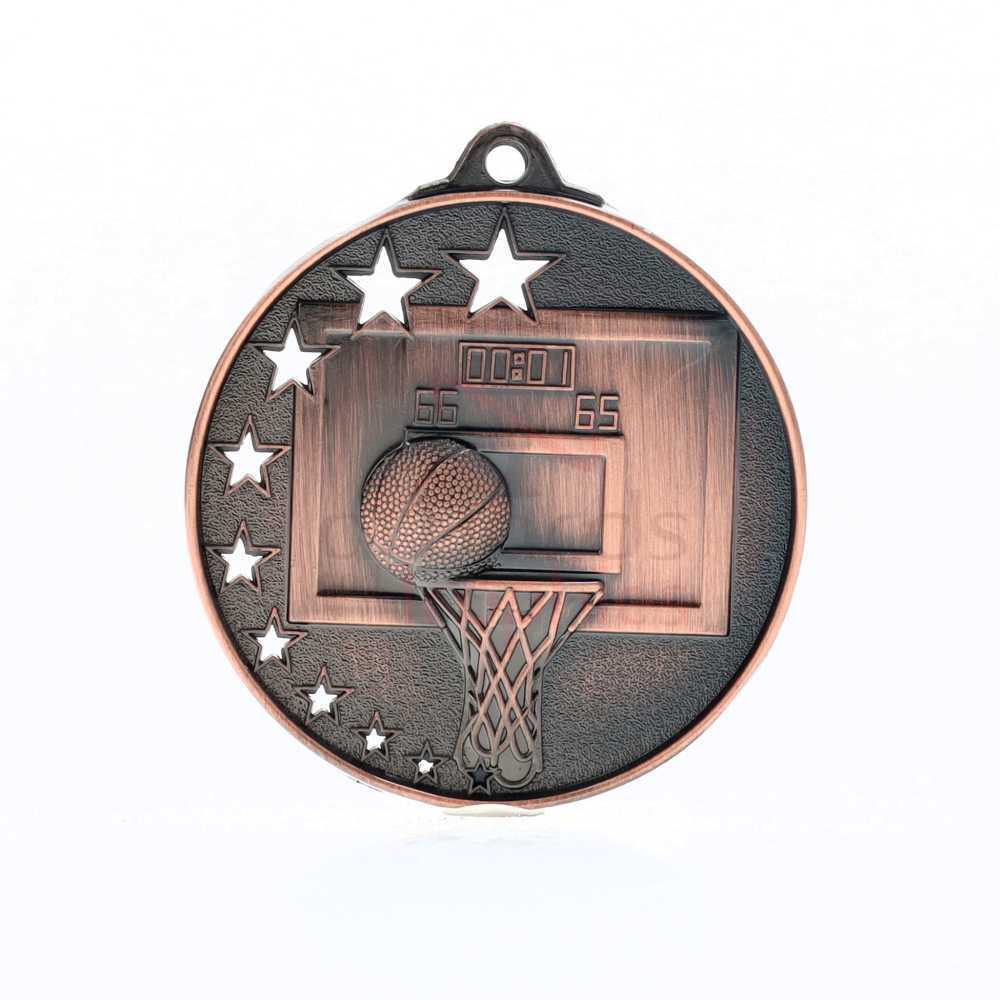 Star Basketball Medal 52mm Bronze