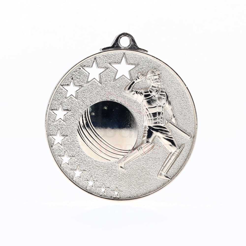 Star Cricket Medal 52mm Silver