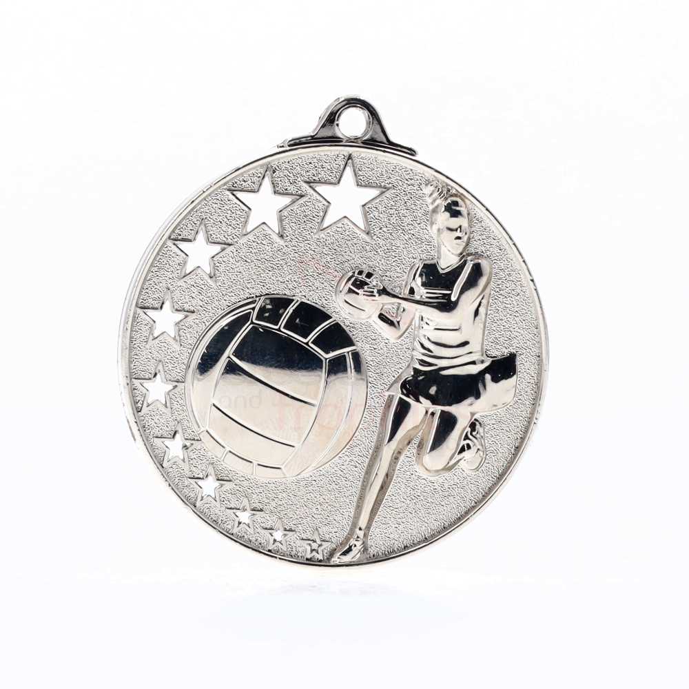 Star Netball Medal 52mm Silver
