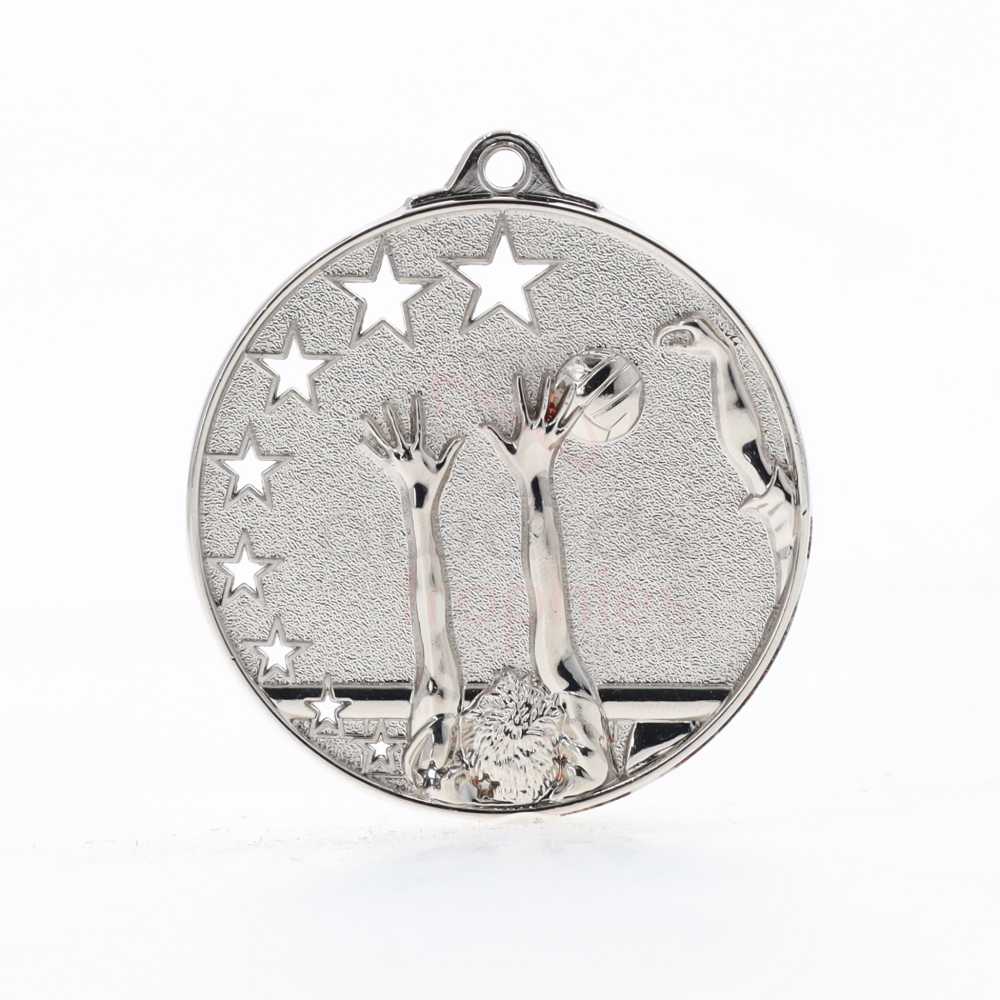 Star Volleyball Medal 50mm Silver