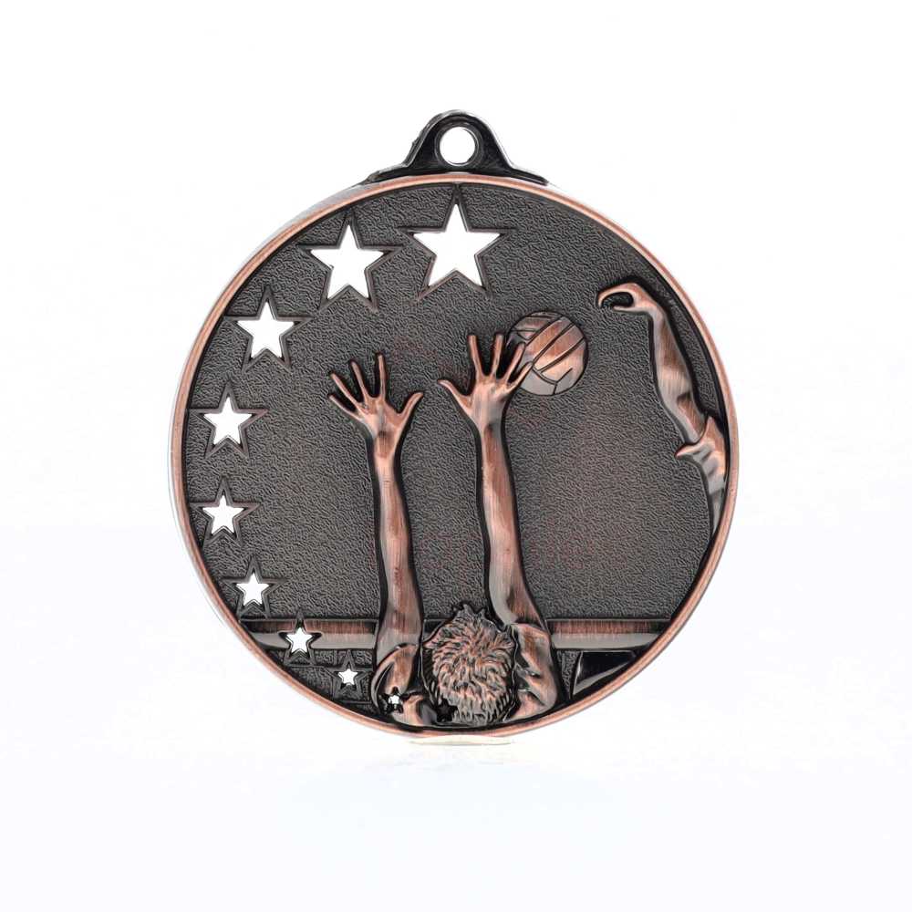 Star Volleyball Medal 50mm Bronze