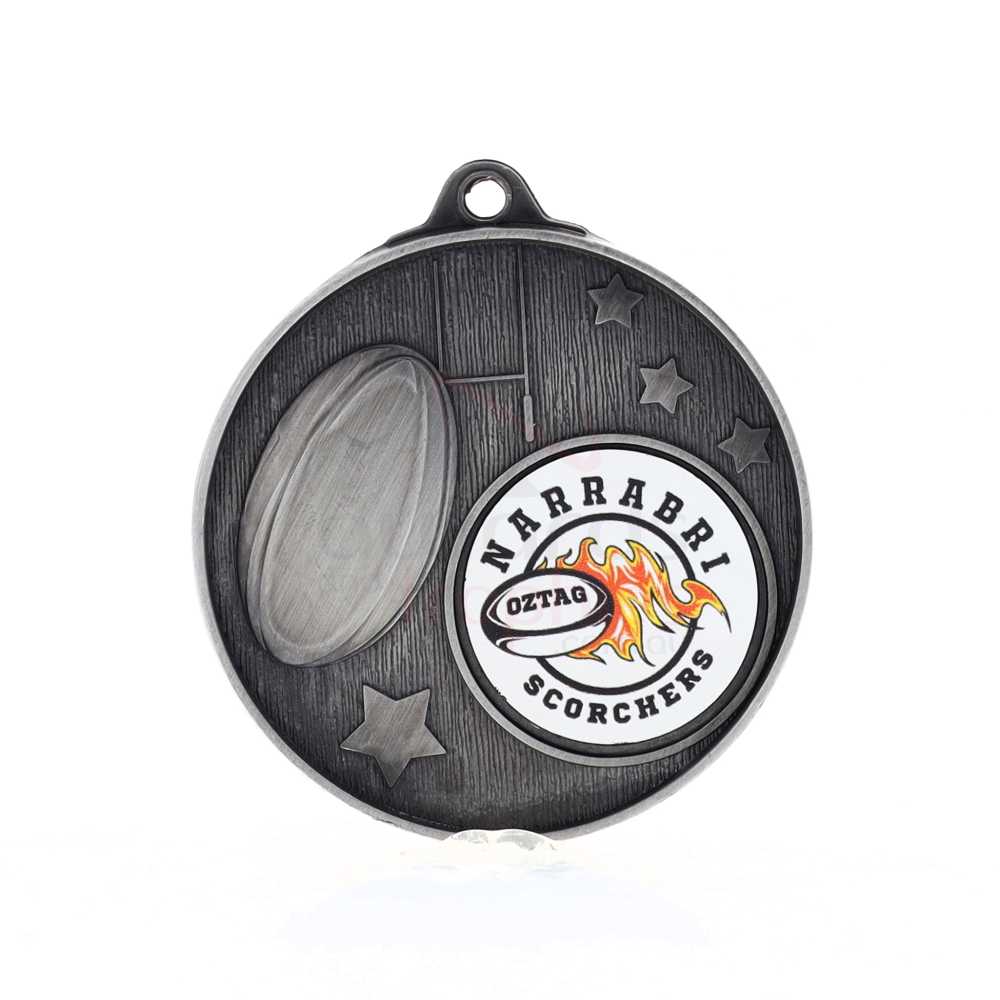 Stellar Rugby Logo Medal 50mm Silver