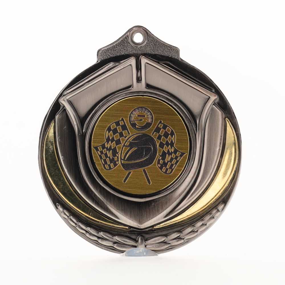 Two Tone Motorsport Medal 50mm Silver