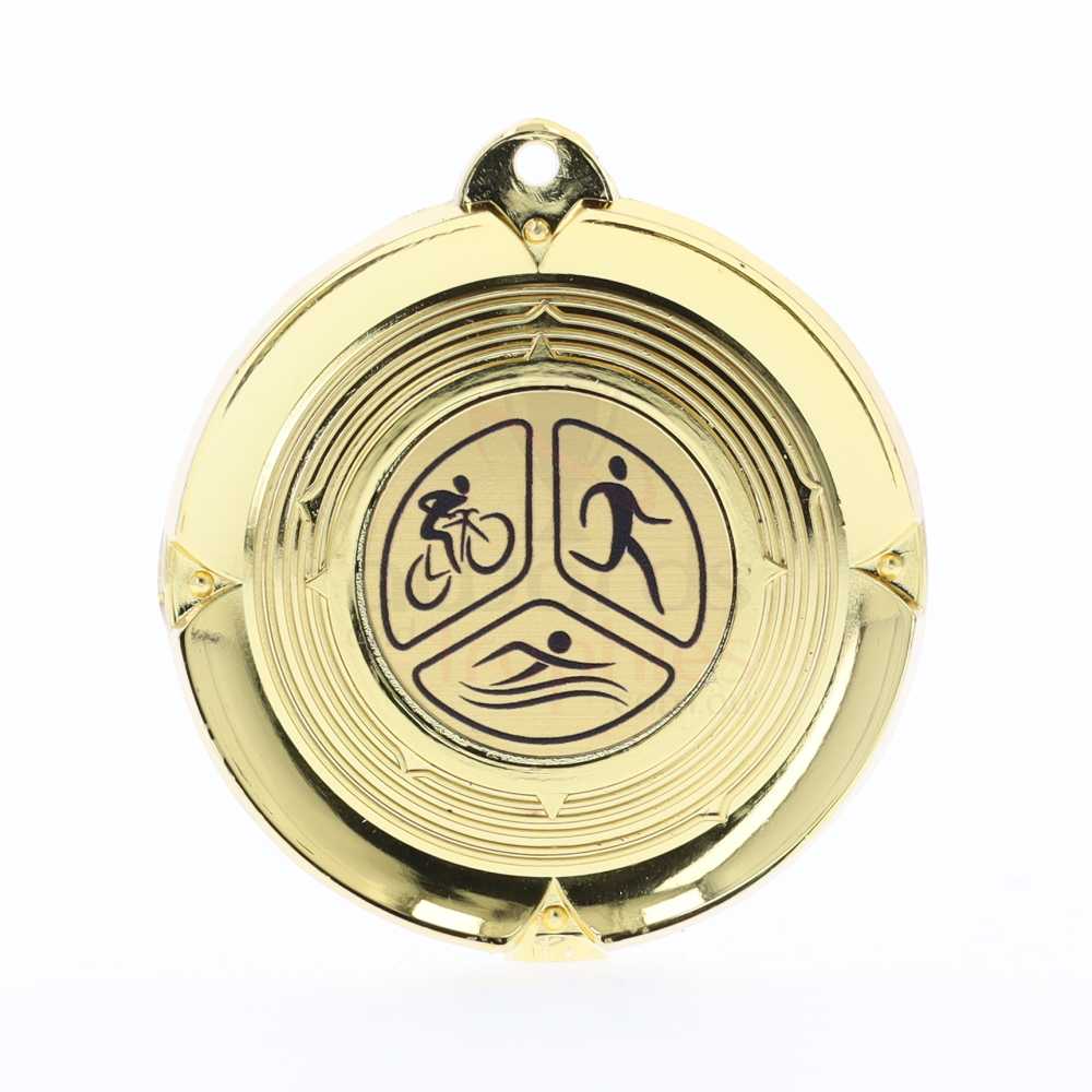 Deluxe Triathlon Medal 50mm Gold