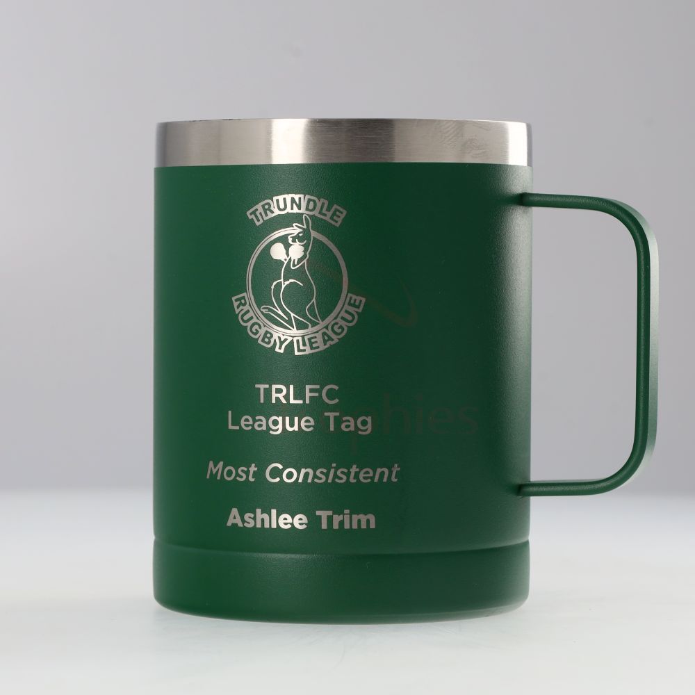 Green Double Wall Mug with Handle 400ml