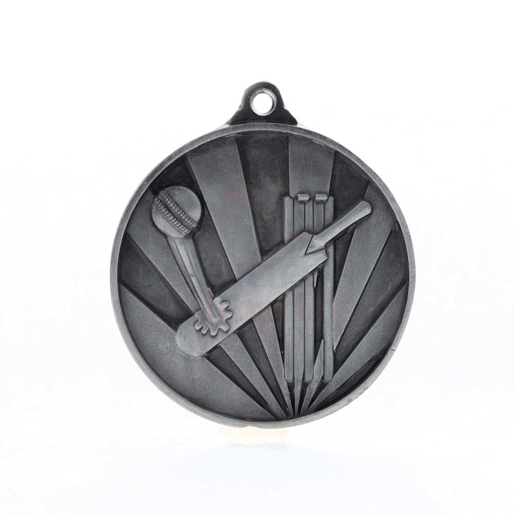 Sunrise Cricket Medal 50mm Silver