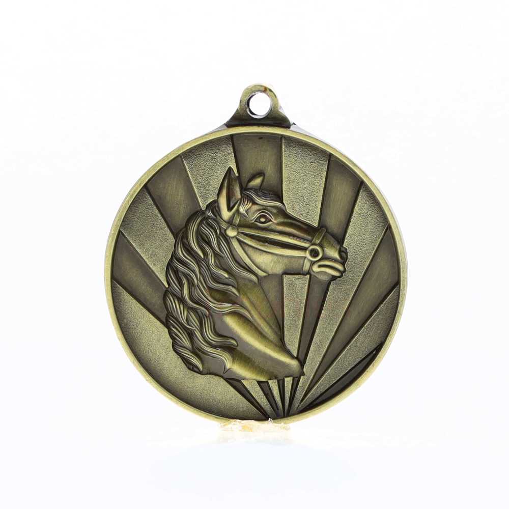 Sunrise Horse Medal 50mm Gold