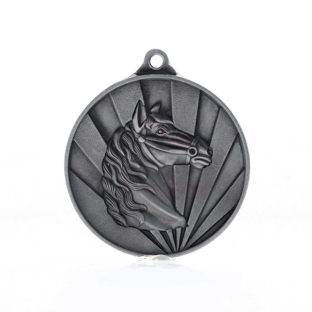 Sunrise Horse Medal 50mm Silver