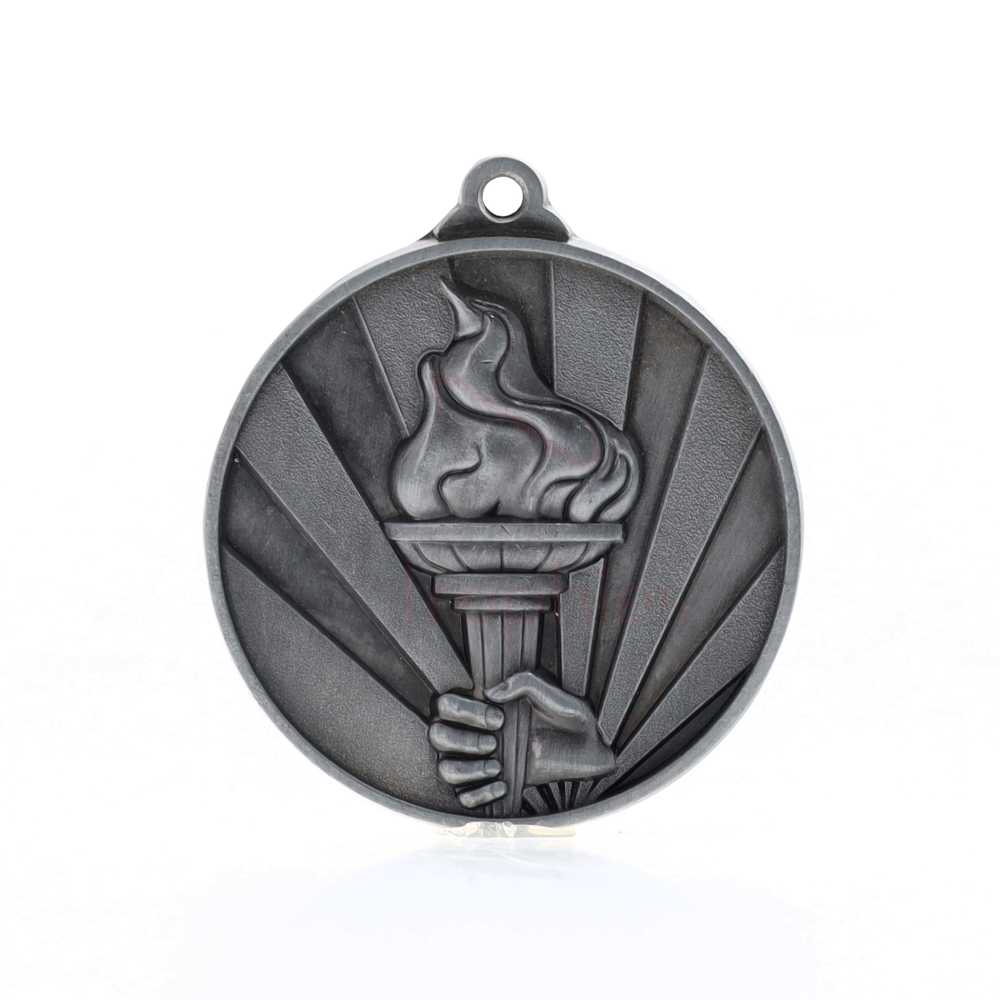 Sunrise Victory Torch Medal 50mm Silver