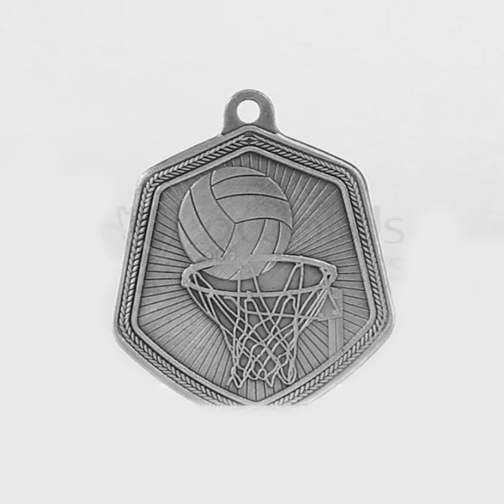 Netball Falcon Medal Silver 65mm