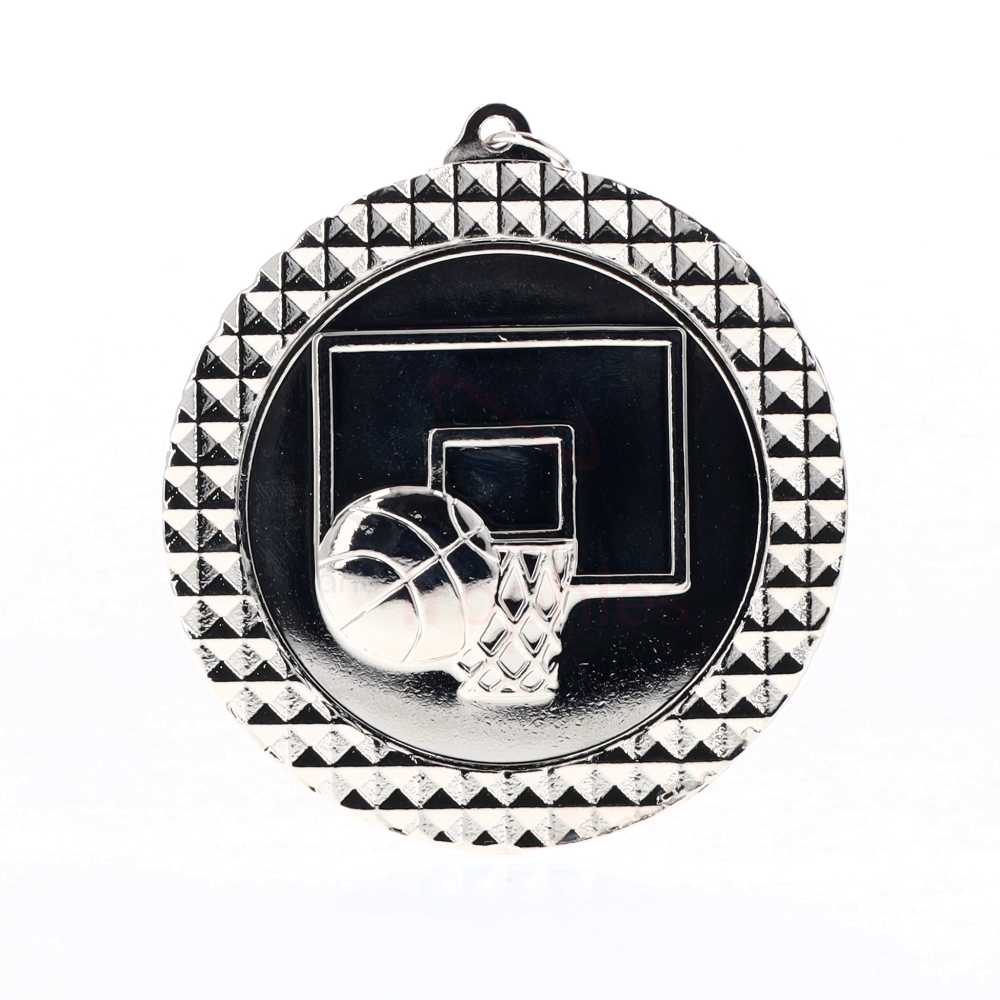 Basketball Facet Medal Silver 70mm