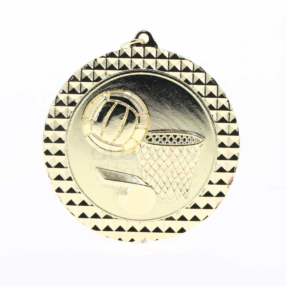 Netball Facet Medal Gold 70mm