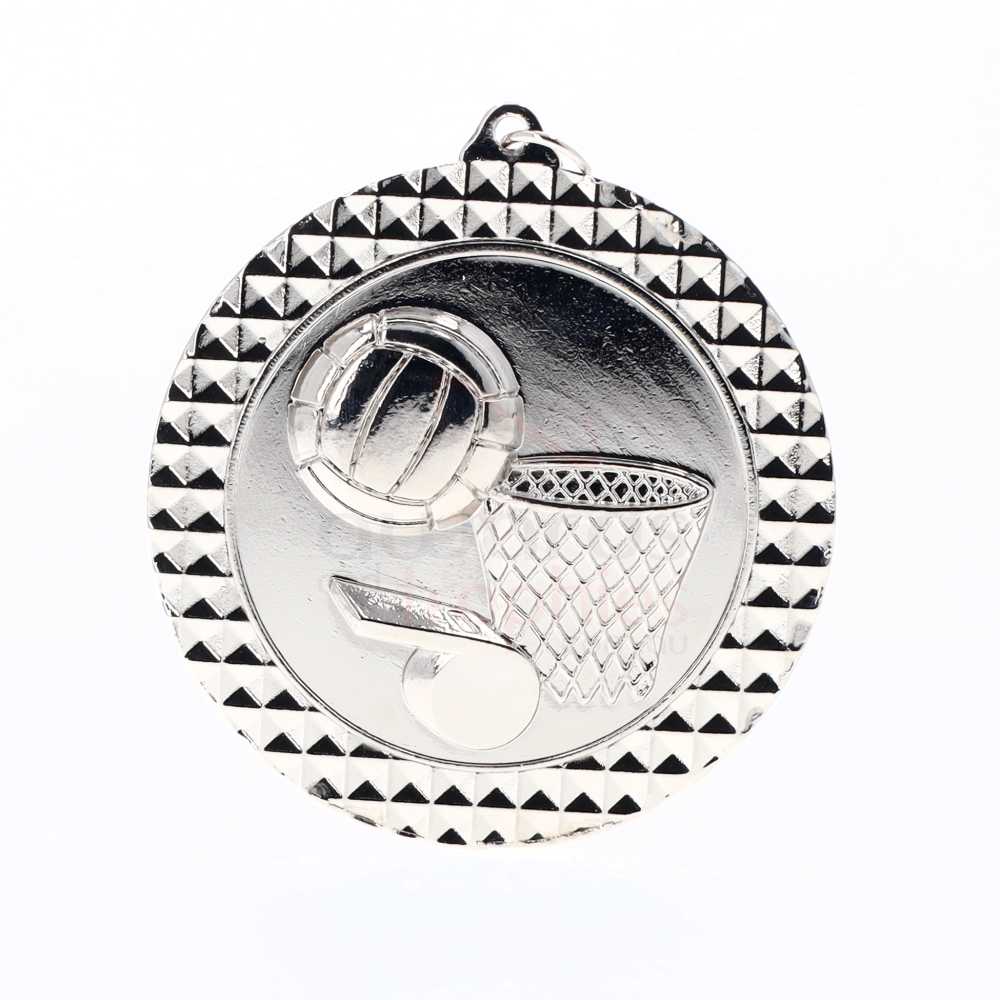 Netball Facet Medal Silver 70mm
