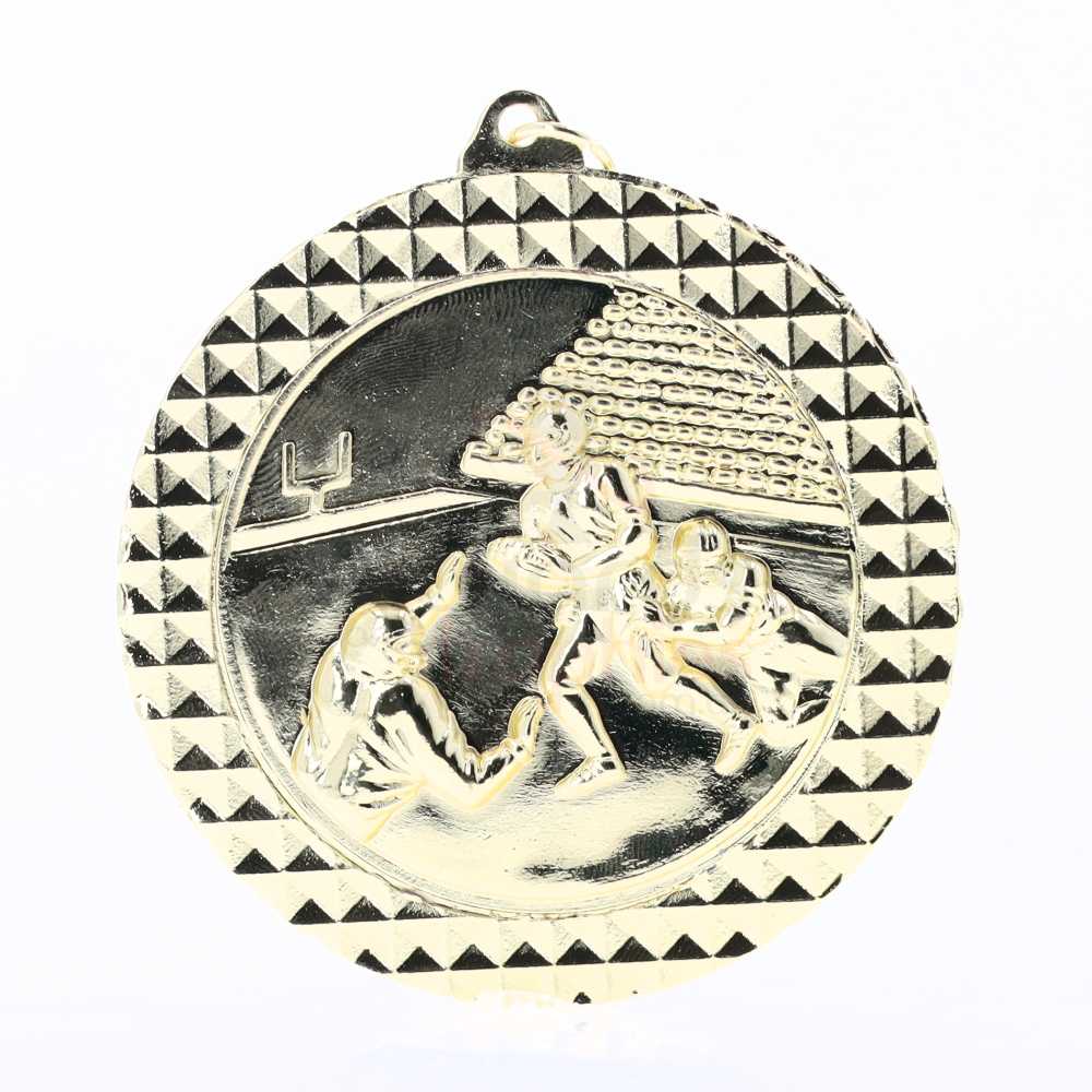 Gridiron Facet Medal Gold 70mm