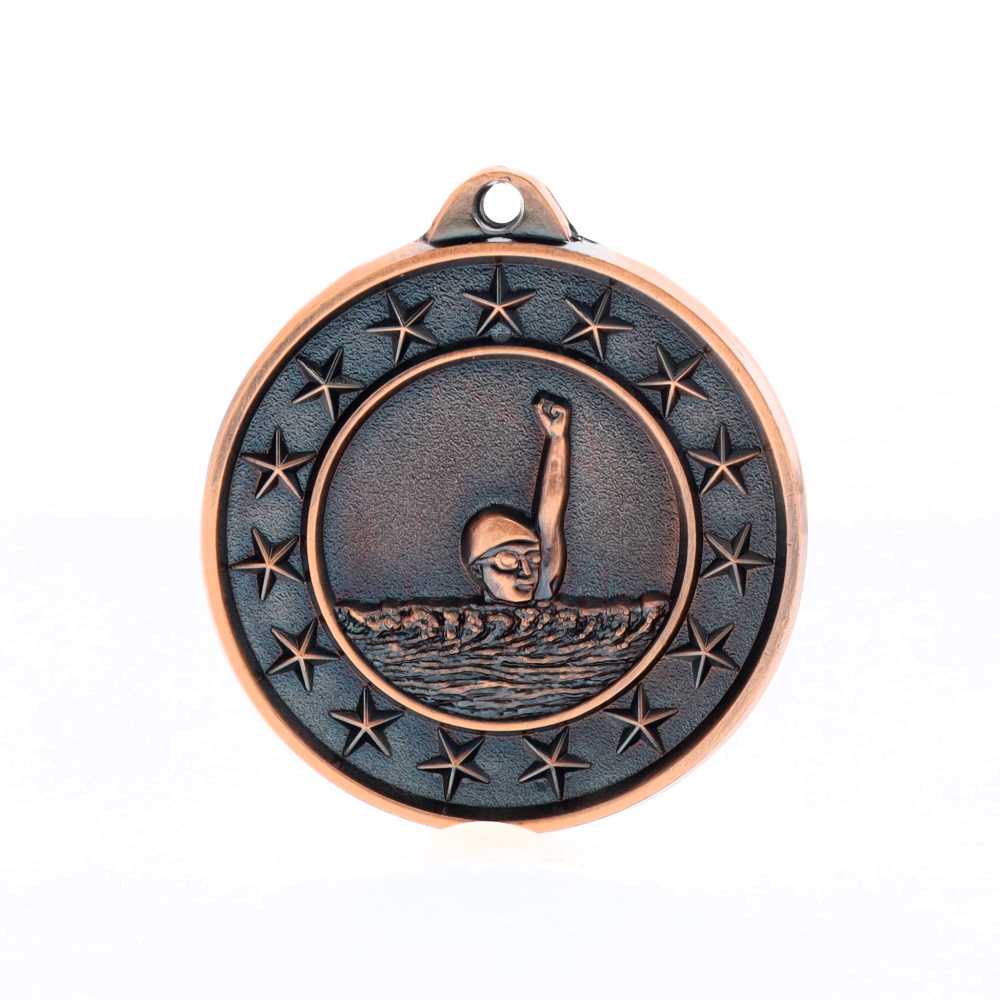 Swimming Starry Medal Bronze 50mm