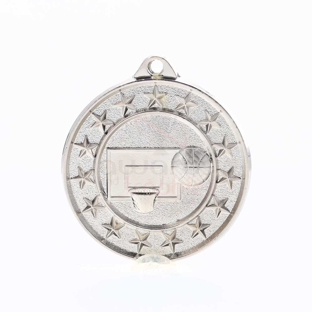 Basketball Starry Medal Silver 50mm